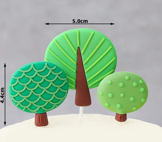 Set taarttopper bomen met ronde kroon