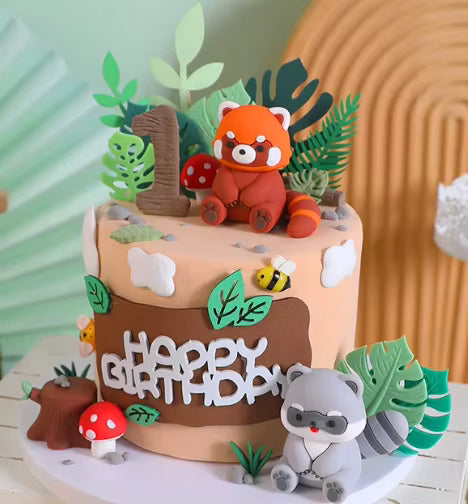Set Bosdieren Taartdecoratie – Happy Birthday – Woodland Thema