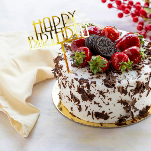 Taarttopper Happy Birthday Retro – Goud