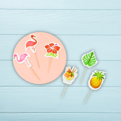 Cupcake Toppers Flamingo Tropisch – 12 stuks