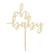 T-0243-PartyDeco Taarttopper Oh Baby Geboorte Hout