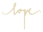 T-0244-PartyDeco Taarttopper Love Hout Bruidstaart