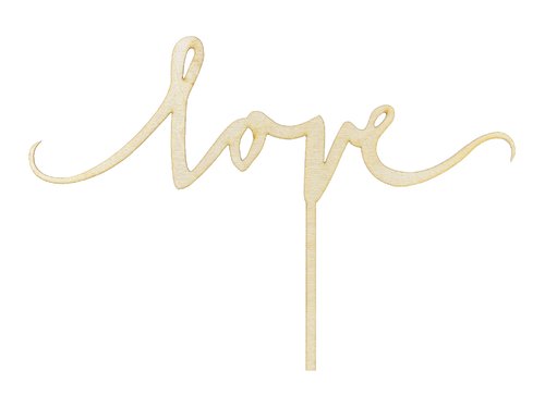 T-0244-PartyDeco Taarttopper Love Hout Bruidstaart