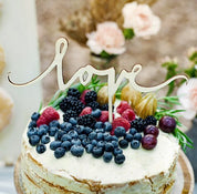 T-0244-PartyDeco Taarttopper Love Hout Bruidstaart