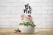 T-0250-PartyDeco Bruiloft Taarttopper Mr & Mrs Zwart