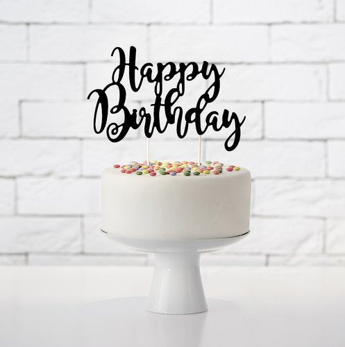 Taarttopper Happy Birthday Groot – Zwart Karton