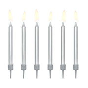T-0254-PartyDeco Taartkaarsjes Zilver 6 stuks