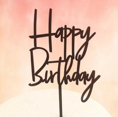 Taarttopper Happy Birthday – Zwart Acryl