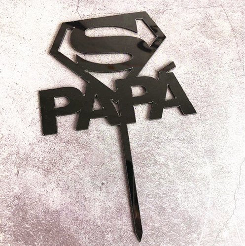 Taarttopper Papa Vaderdag – Zwart Acryl