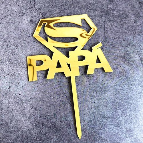 Taarttopper Papa Vaderdag – Goud Acryl