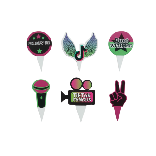 TikTok Cupcake Toppers – 6 stuks