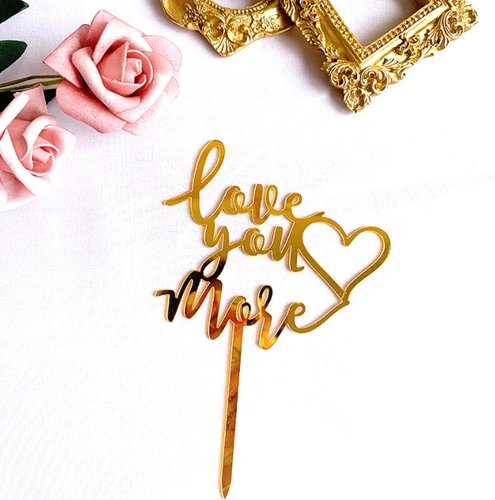 Taarttopper Love You More met Hart – Goud