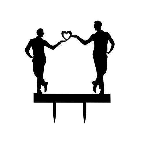 Taarttopper Bruiloft Twee Mannen met Hart