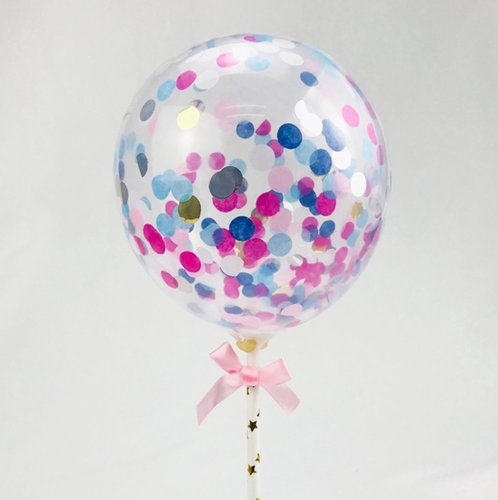 T-0343-Taart Decoratie Confetti Ballon Taarttopper Multi