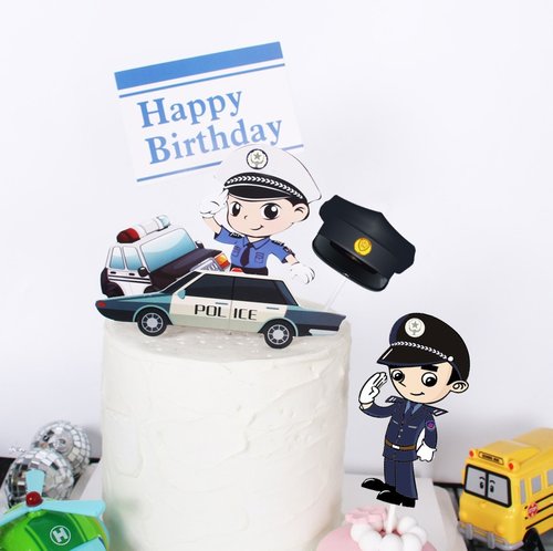Taarttoppers Politie Happy Birthday – Set