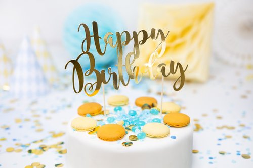 Taarttopper Happy Birthday Groot – Goud Karton