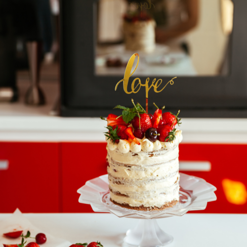Taarttopper Love met Krul – Goud Acryl