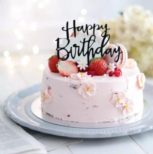 Taarttopper Happy Birthday Klein – Zwart