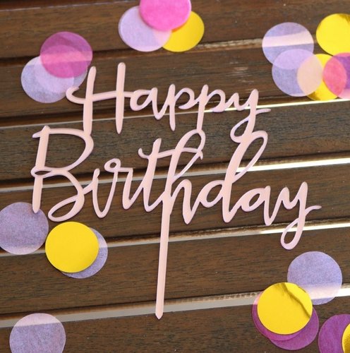 Taarttopper Happy Birthday Klein – Rosé Goud