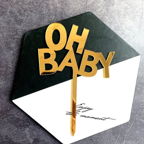 Taarttopper Oh Baby Blokletters – Goud