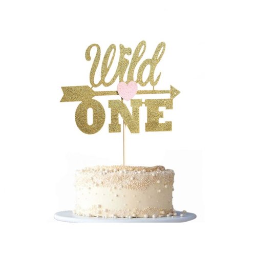 Taarttopper Wild One met Pijl – Goud Glitter