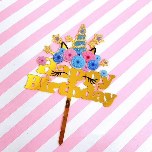 Taarttopper Happy Birthday Eenhoorn