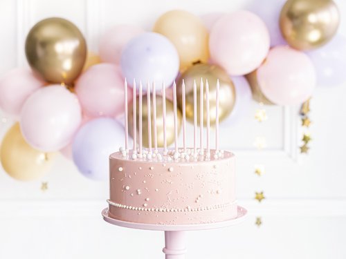 Taartkaarsjes Lang Roze – 12 stuks