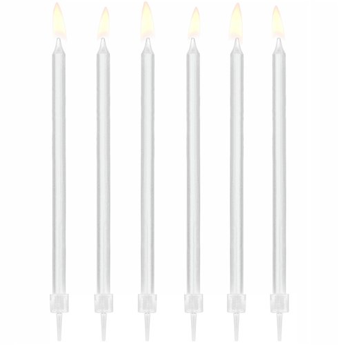 Taartkaarsjes Lang Wit – 12 stuks