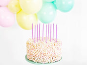 T-0453-PartyDeco Taartkaarsjes Lila Lang 12 stuks