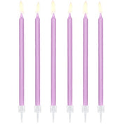 T-0453-PartyDeco Taartkaarsjes Lila Lang 12 stuks