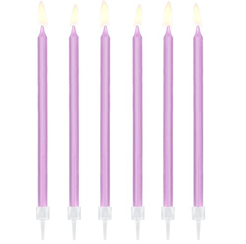 T-0453-PartyDeco Taartkaarsjes Lila Lang 12 stuks