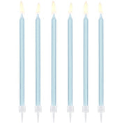 T-0454-PartyDeco Taartkaarsjes Blauw Lang 12 stuks