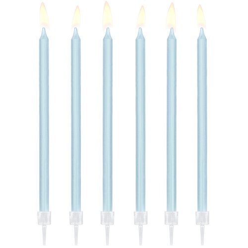 T-0454-PartyDeco Taartkaarsjes Blauw Lang 12 stuks