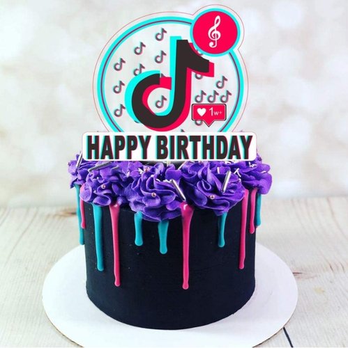 T-0455-Taart Decoratie - TikTok - Verjaardag - Taarttopper - Happy Birthday - Acryl
