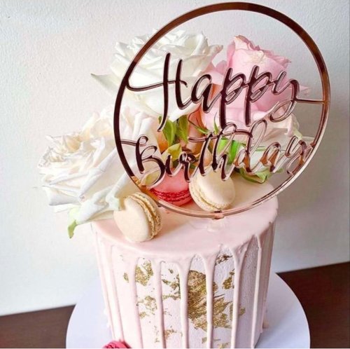 Taarttopper Happy Birthday Cirkel – Rosé Goud