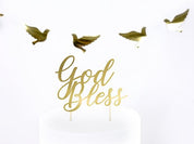 T-0461 - PartyDeco God Bless Taarttopper Communie Doop Goud