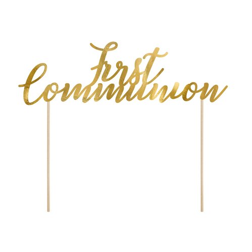 T-0462 - PartyDeco First Communion Taarttopper Communie Goud
