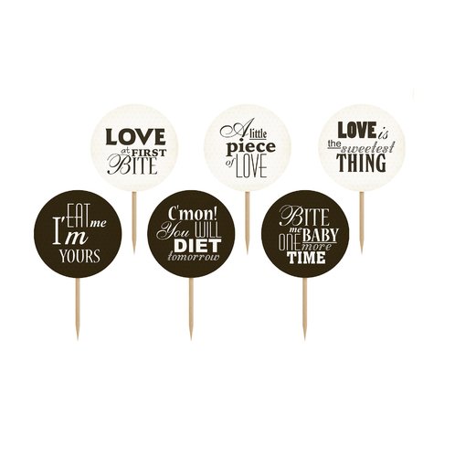 T-0464 - PartyDeco Sweet Love Cupcake Decoratie 6 stuks