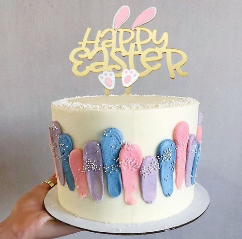 T-0480-Taart Decoratie - Pasen - Taarttopper - Happy Easter - Paashaas