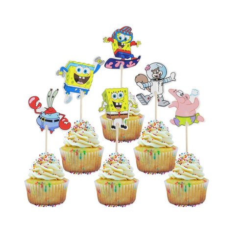 T-0492_Cupcake_Decoratie_SpongeBob_SquarePants_Taarttopper_12_stuks_m.jpg