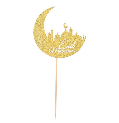 T-0500-Taart Decoratie - Eid Mubarak - Taarttopper - Goud - Klein