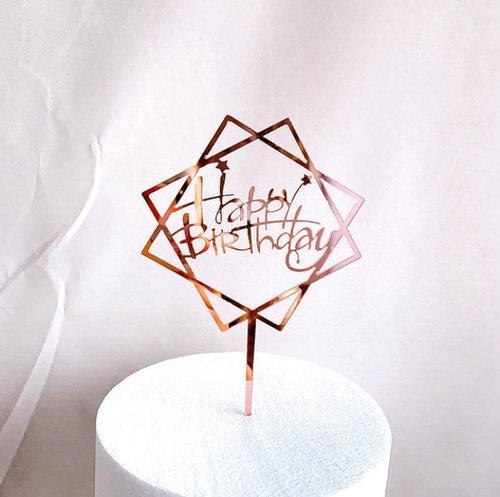 Taarttopper Happy Birthday Ster – Rosé Goud