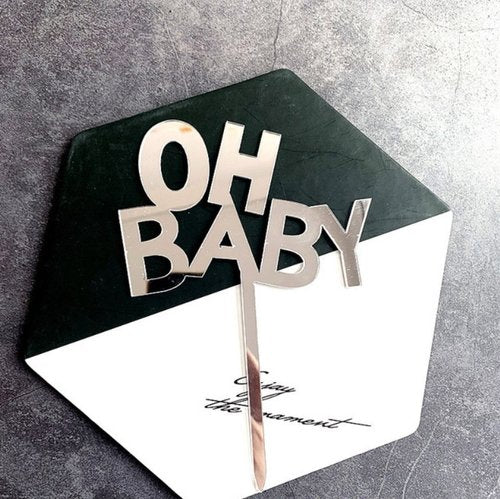 Taarttopper Oh Baby Blokletters – Zilver
