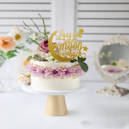 Taarttopper Love You to the Moon and Back – Goud Glitter