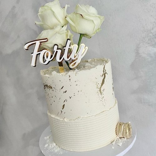Taarttopper Forty 40 jaar – Goud & Wit