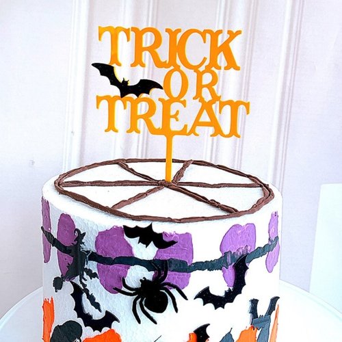 Halloween Taarttopper Trick or Treat Vleermuis