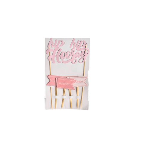 Taartdecoratie Set Hip Hip Hooray – Roze