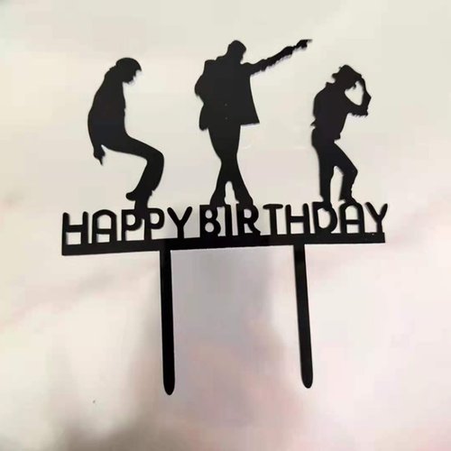 T-0577-Taart Decoratie - Dans - Taarttopper - Happy Birthday - Dansen - Acryl - Zwart