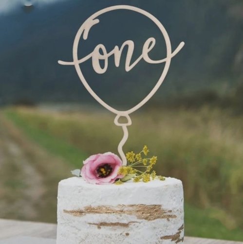 Taarttopper One met Ballon – Hout