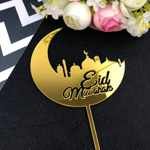 T-0593_Taart_Decoratie_Eid_Mubarak_Taarttopper_Goud_Maan_Moskee_m.jpg